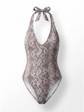 BARTS Snake Print Halter One Piece Swimsuit NWT US 4 Resort Vacation